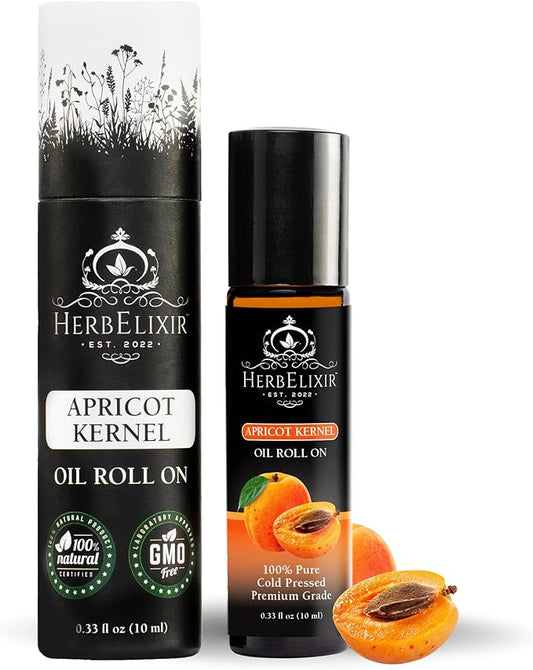 Apricot Kernel Facial Oil Roll On (10ml) Vitamin E Oil for Skin Face Roller or Ayurveda Skin Care, Vitamin E Oil for Face & Eye Roller, Facial Roller or Roller for Face and Skin Oil