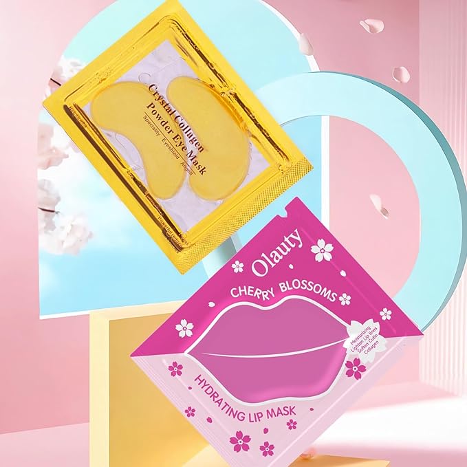 30 Pairs Collagen Lip Masks & Under Eye Mask,Crystal Collagen Eye Patches for Puffy Eyes,Moisturizing& Reducing Fine Lines & Dark Circle, Effectively Nourishes Lip & Eye Skin Care