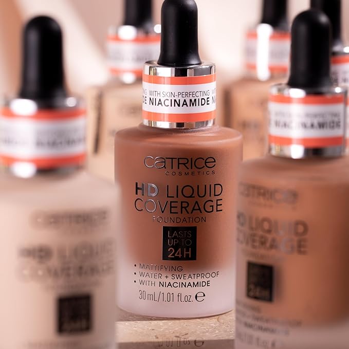 Catrice | HD Liquid Coverage Foundation | 24H Wear, Matte Finish, High Coverage, Waterproof Formula with Niacinamide | Vegan & Cruelty Free (066 | Warm Toffee)