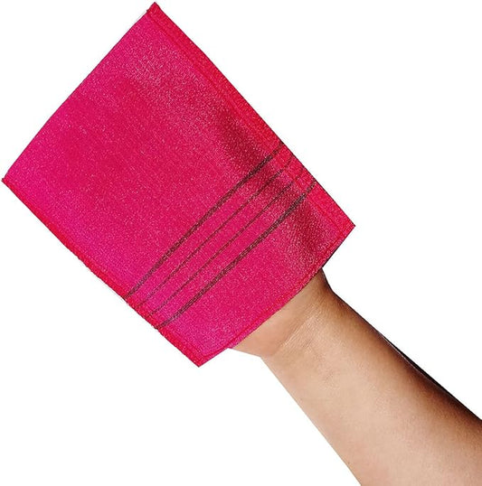 Korean Asian Exfoliating Bath Washcloth Mitt for Remove Dead Skin.Exfoliating Body Scrubber.Exfoliating Gloves for Body Scrub (Red 4)