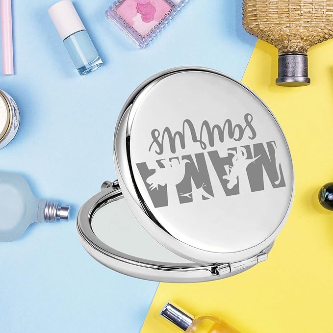 bobauna Mama Saurus Pocket Mirror Dinosaur Fans Gift Sweet Family Dinosaur Makeup Mirror for Mama New Mom (Mama Saurus -S)