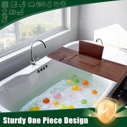 Solid Walnut Wood Bathtub Tray, Bath Tub Tray Wood, Bath Tray for Tub (31"x8"x1"), Bath Table Tray for Tub, Luxury Bathroom Accessories for Women/New Home/House Warming