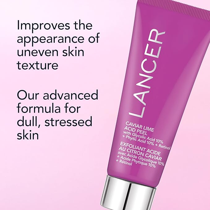 Lancer Skincare Caviar Lime Acid Peel On the Go, Retinol Facial Chemical Peel with Brightening Glycolic Acid, Travel Size, 0.5 Fluid Ounces
