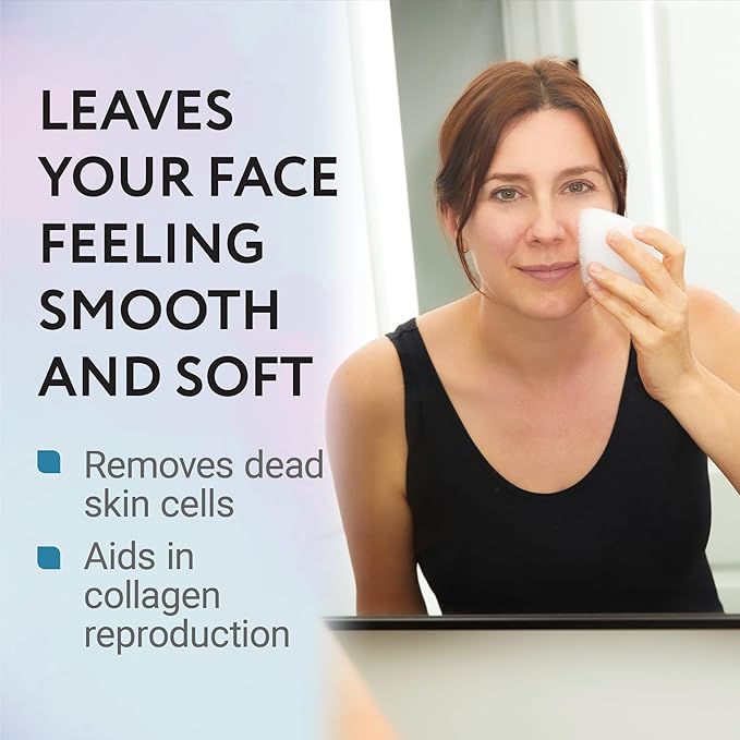 10 Pack Extra Thick Facial Sponge for Daily Deep Cleansing - Regular Buff Style Exfoliating Pads for Removing Dead Skin, Dirt & Makeup - Normal to Oily - Made in The USA - Reusable Puf - White