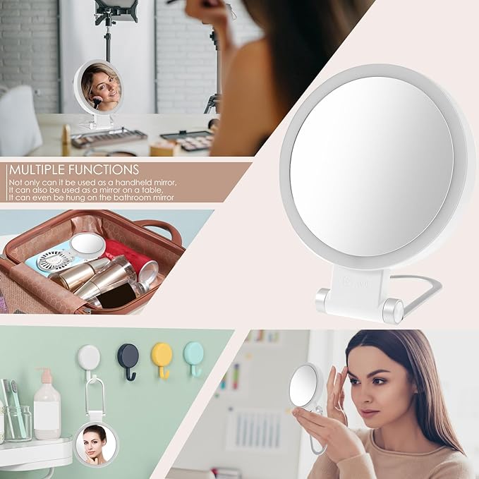 30X Magnifying Mirror with Light 360° Rotating Lighted Makeup 3 Lighting Modes Lighted Magnified Mirror 1000mAh Rechargeable Magnified Makeup for Women Girls