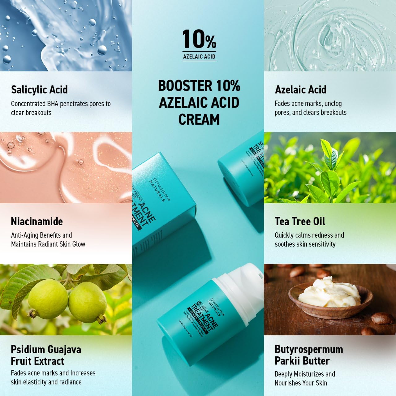 Acne Pimple Spot Treatment Cream: Cystic Hormonal Blackheads Blemish Remover for Face, Back and Body - with 10% Azelaic Acid - Teens 13-19 & Young Adult 20-30, 1.8 oz