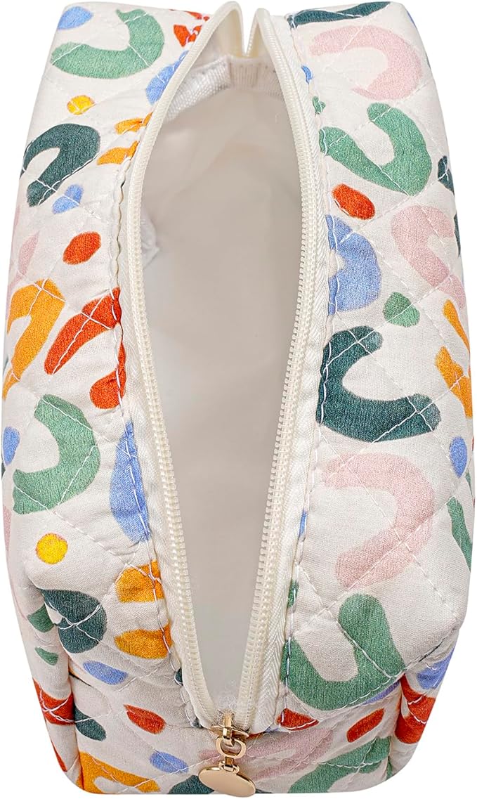 Makeup Bag Travel Cosmetic Bag for Women Girls, Zipper Make Up Pouch, Floral Flowers Toiletry Organizer Makeup, Portable Storage Bag, Cosmetic Travel Cloth Bag (2 Pack (L+S)/UU Colourful)