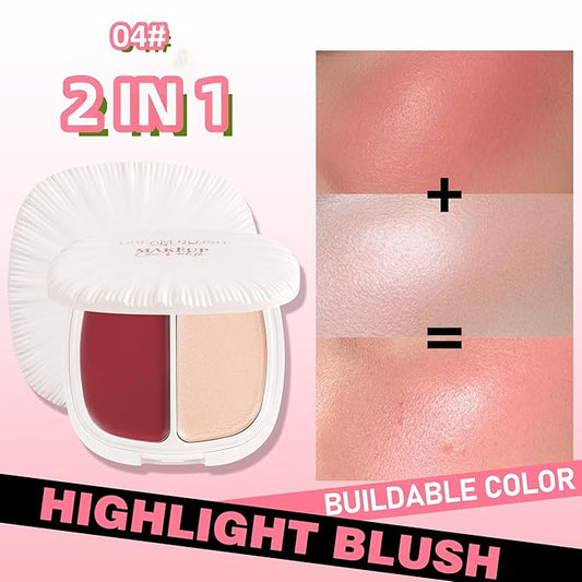 2 Colors Cream Blush for Cheeks Creamy & Ultra Pigmented Formula Face Blushes Makeup Cosmetics #04