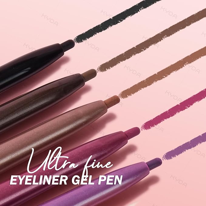 KYDA 2 Pcs Brown Gel Eyeliner Pencil - Super Soft and Smooth Glide With High Pigment Buildable Formula, Lasting Waterproof Colored Pen