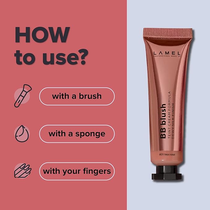 BB Blush Cheek Makeup - Lightweight Liquid Blush - Blendable Cream Contour for Nude Finish, Tea Rose - 10ml/0.33fl.oz