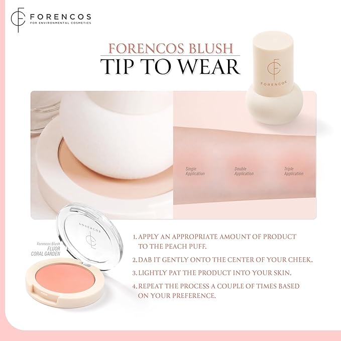 Forencos Matte Blush Set (Puff Included), Long Lasting Korean Blush Power, Zero Sebum Shine, Flawless Finish, Easy Blending, Lightweight & No Cakey Residue (FLOUR CORAL)