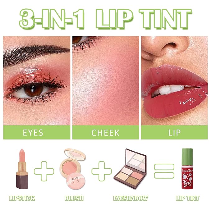 6 Colors Lip Stain Mini Liquid Lipstick,Korean Lip Gloss Moisturizing Lip Tint Makeup, Multi-use Lip and Cheek Tint, Long lasting Non-Stick Cup Lightweight, Vivid Color