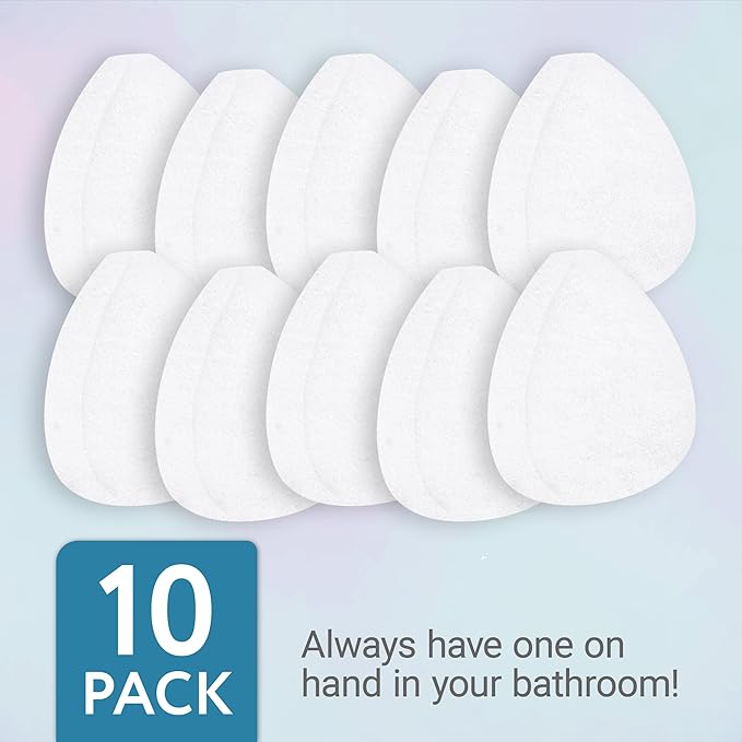 10 Pack Extra Thick Facial Sponge for Daily Deep Cleansing - Regular Buff Style Exfoliating Pads for Removing Dead Skin, Dirt & Makeup - Normal to Oily - Made in The USA - Reusable Puf - White