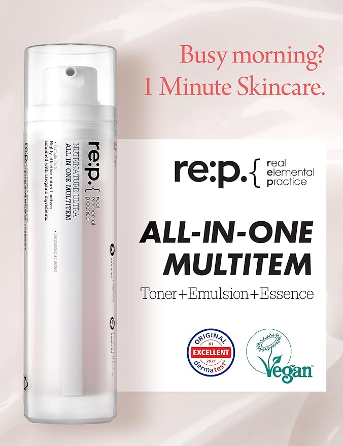 [K-Beauty] Neogen RE:P Nutrinature All-in-One Multitem | Vegan Hypoallergenic Moisturizer Face Cream Combining Toner, Essence & Emulsion 3.38 fl oz