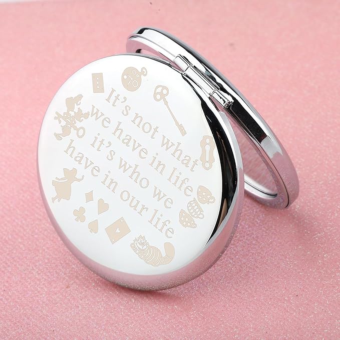 WUSUANED Princess Fans Makeup Mirror It’s Not What We Have in Life It’s Who We Have in Our Life Jewelry Cartoon Friendship Gift