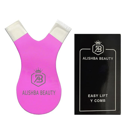 ALISHBA BEAUTY STAINLESS STEEL EASY LIFT Y-COMB SHAPE LASH LIFT BRUSH LASH LIFT PERM TOOL, TINT TOOL, EYELASH LIFT & MAKEUP BEAUTY TOOL FOR LASH GRAFTING YCOMB TOOL (PINK)
