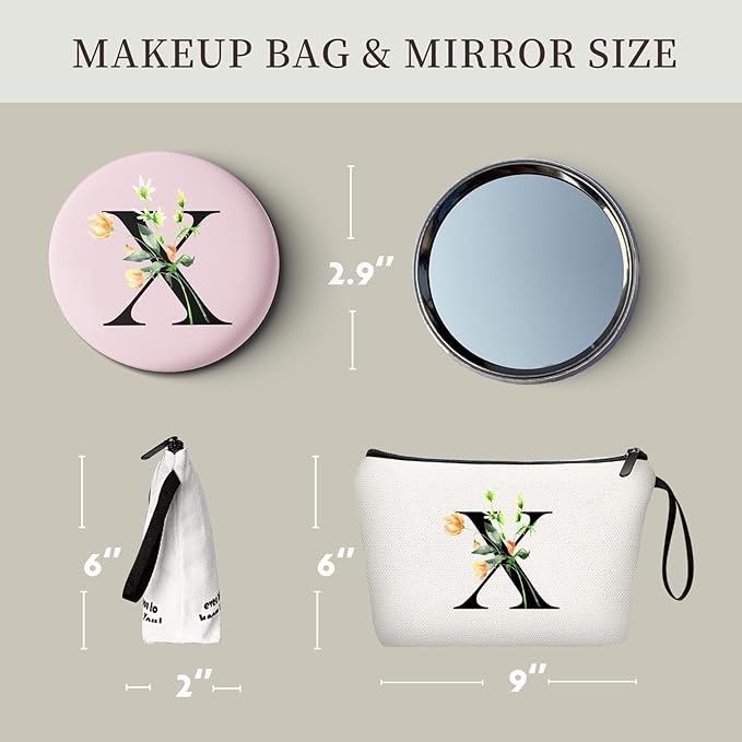 Birthday Friendship Womens Bridesmaid Proposal Coolest Gifts for Sister Teacher Coworkers Bride Personalized Travel Makeup Cosmetic Bag with Mirror Valentines Mothers Day Christmas Graduation X