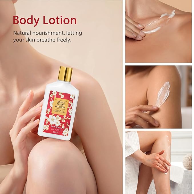 Bath and Body Gift Basket Set for Mothers Day - 9 Pcs Luxury Rose Spa Gift Basket Set for Women, Gift with Bath Bomb | Perfect Valentine's, Birthday, Christmas Gifts for Her, Gift for Mom All Occasion