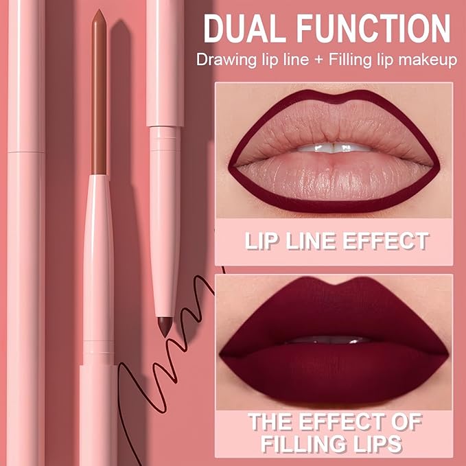 6 Color Lip Liner Set, Matte Finish, Velvet Hyperpigment Lip Liner Pencil, Used to Shape and Sculpt Lips, Long-Lasting Waterproof Daily Makeup Lip Liners (Set A)