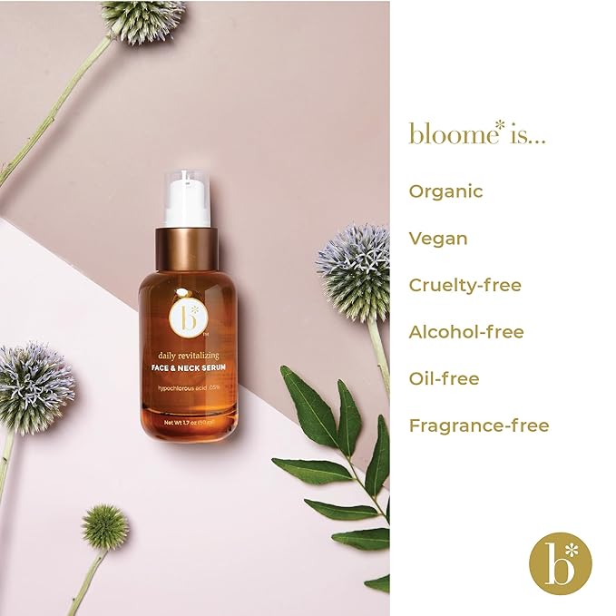 Bloome* .05% Hypochlorous Acid Serum for Face & Neck - 50ml HOCL - Gentle Soothing Skin Support, Assists in Skin Balance, Support Skin Comfort, Encourages Skin Wellness, Helps Maintain Skin Appearance