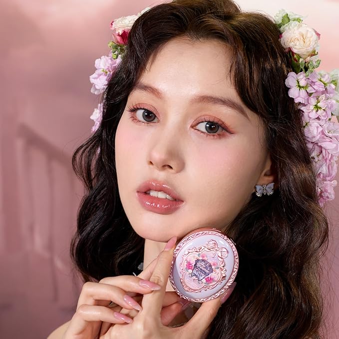 Flower Knows Swan Ballet Embossed Blush,Peach Matte Finish,Buildable & Blendable Powder Blush for cheeks,Natural Flush for All Skin Tones(03 Ballet Fairy,5g)