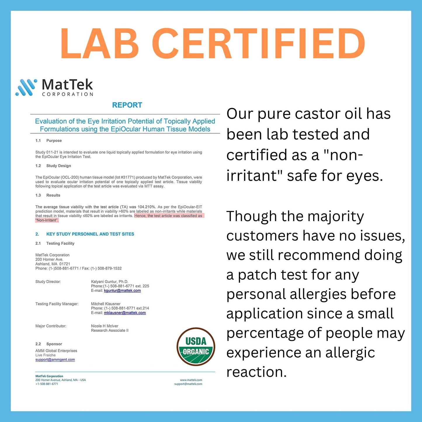 USDA Organic Castor Oil Lash Serum - Premium All Natural Cold Pressed Castor Oil Eyelash Growth Serum with Mascara Tube - Eyelash Treatment and Conditioner - For Thicker and Fuller Lashes