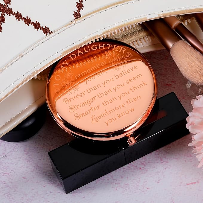 Back to School Gifts for Girls Birthday Gifts for Daughter from Mom Dad Inspirational Compact Mirror First Day of School 2025 Graduation Gift for Her Teens First Communion Confirmation Baptism
