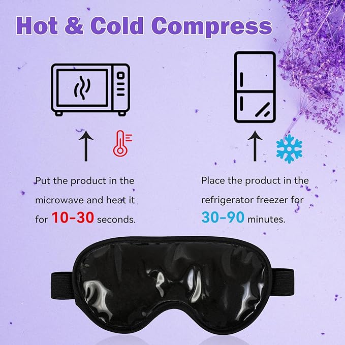 2 PCS Cooling Gel Eye Mask Reusable Cold Eye Mask, Frozen Eye Mask Ice Eye Compress Ice Pack, No Freeze, Cool Relaxation, Comfort Snug Fit, Eye Cover Ice Mask with Mineral Mud for Office, Home