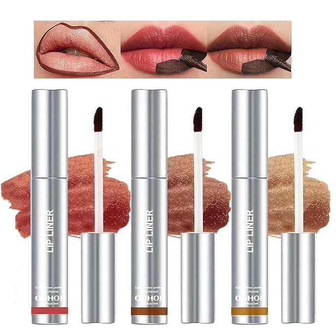 3PCS Lip Liner，Peel Off Lip Liner Tattoo, Peel Off Lip Stain, Long Lasting Lip Stain Peel Off, Infused with Hyaluronic Acid & Vitamin E, Makeup Gift for Women