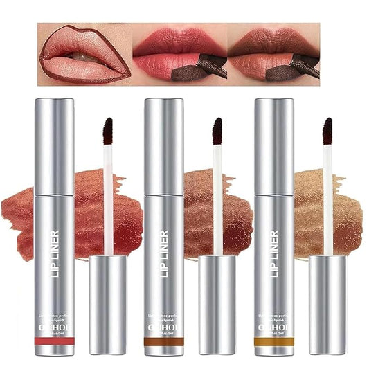 3PCS Lip Liner，Peel Off Lip Liner Tattoo, Peel Off Lip Stain, Long Lasting Lip Stain Peel Off, Infused with Hyaluronic Acid & Vitamin E, Makeup Gift for Women