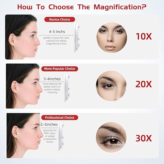 20X Magnifying Mirror and Tweezers Kit, 6 Inch Round Magnifying Makeup Mirror, 20X Magnification Compact Mirror 3 Suction Cups Magnifier Travel Set, Portable Cosmetic Magnified Mirror for Women Men