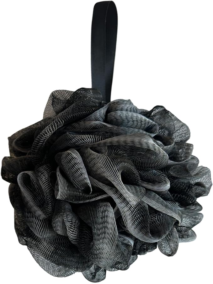 Black Bath Shower Loofah Exfoliating Body Back Scrubber Sponge for Women Men 60g (1 Pack)