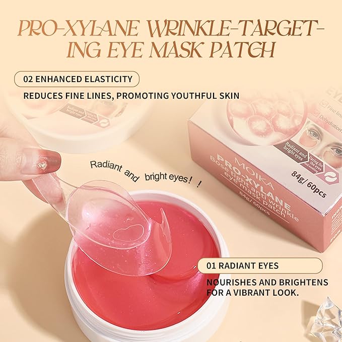 60Pcs Under Eye Patches for Dark Circles, Pro-Xylane Bose Eye Mask to Reduce Puffiness, Wrinkles & Fine Lines, Hydrating & All-Natural Skin Treatment Pads Spa Gifts for Women & Men