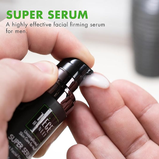 Tiege Hanley Anti-Aging Face Serum, SUPER SERUM (2-Pack) - Skin Tightening Facial Serum for Men - Mens Serum For Face with Sodium Hyaluronate & Retinyl Palmitate for Smoother & Tighter Skin, 0.5 Fl Oz