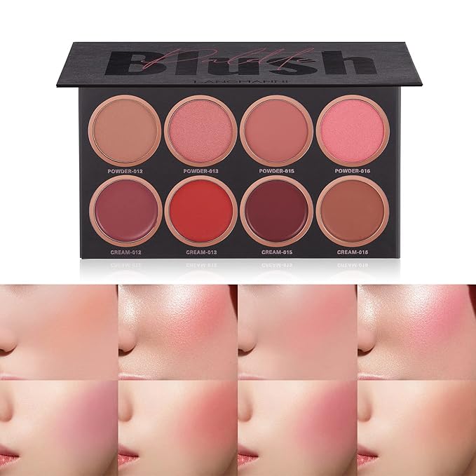 Professional Blush Makeup Palette, 8 Colors Blush and highlighter Palette Matte Powder Bright Shimmer Mineral Contour Blush Palette Makeup Blush Pallet