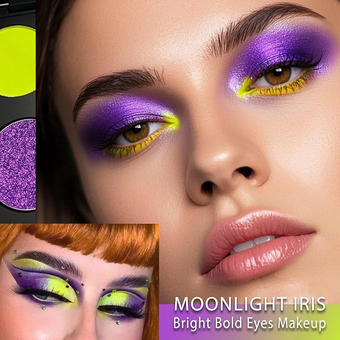 Afflano Duochrome Eyeshadow Palette, Multichrome Purple Eyeshadow Palette, Ultra-Pigmented Purple and Yellow Shades, Matte Metallic Finish