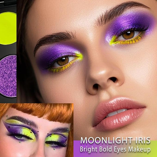 Afflano Duochrome Eyeshadow Palette, Multichrome Purple Eyeshadow Palette, Ultra-Pigmented Purple and Yellow Shades, Matte Metallic Finish