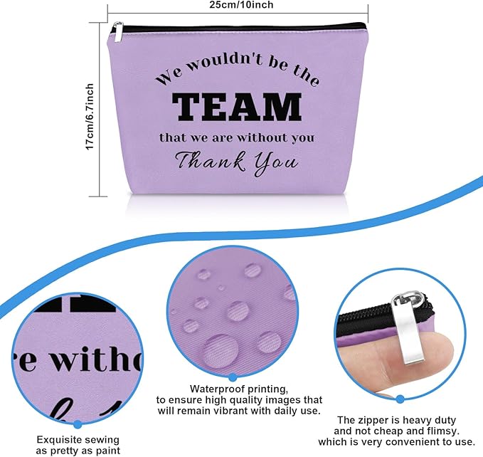 Boss Leader Appreciation Makeup Bag for Women Employee Manager Supervisor Coach - Thank You Gift Purple Cosmetic Bag for Boss Day Birthday Thanksgiving - Oxford Cloth Travel Makeup Pouch