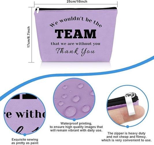 Boss Leader Appreciation Makeup Bag for Women Employee Manager Supervisor Coach - Thank You Gift Purple Cosmetic Bag for Boss Day Birthday Thanksgiving - Oxford Cloth Travel Makeup Pouch