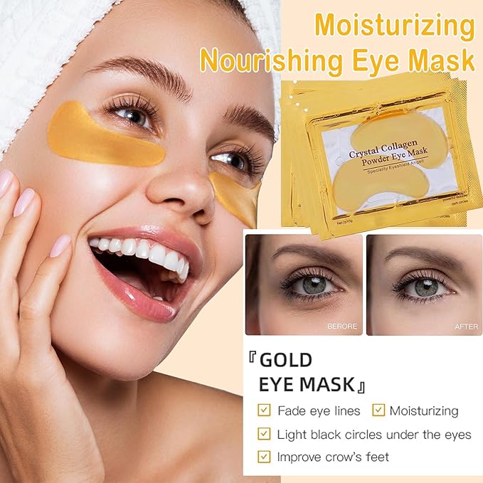 30 Pairs Lip Masks & Under Eye Patches,Cherry Lip Mask Used for Moisturize and Prevent Chapped Lips,24K Gold Eye Mask for Puffy Eyes and Dark Circles Treatment,Cherry Collagen Mask Set