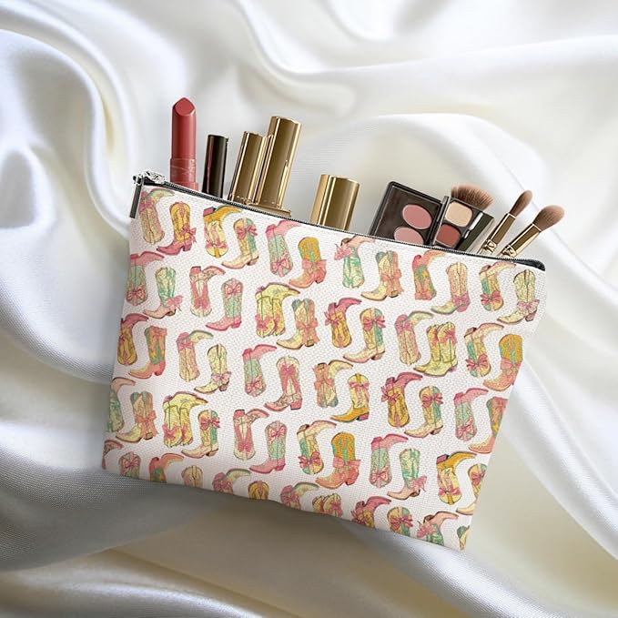 2pcs Western Makeup Bag, Western Gifts for Women Cosmetic Bag Cowgirl Gifts for Women Female Girls Sister BFF, Cowboy Boots Gift Christmas Birthday Gift, Cowgirl Stuff