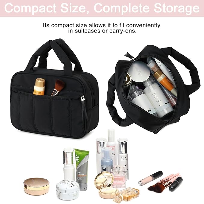 Makeup Bag for Women Cosmetic Bag Large Make Up Organizer Travel Toiletry Bags Waterproof Zipper Tote Pouch Purse for Girls