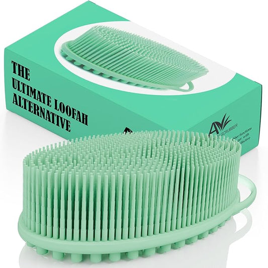 Avilana Silicone Body Scrubber – Gentle Shower Brush & Loofah Alternative – Silver-Infused Options – Fast-Drying, Hygienic, BPA-Free Silicone Body Exfoliator for Sensitive Skin, Men & Women