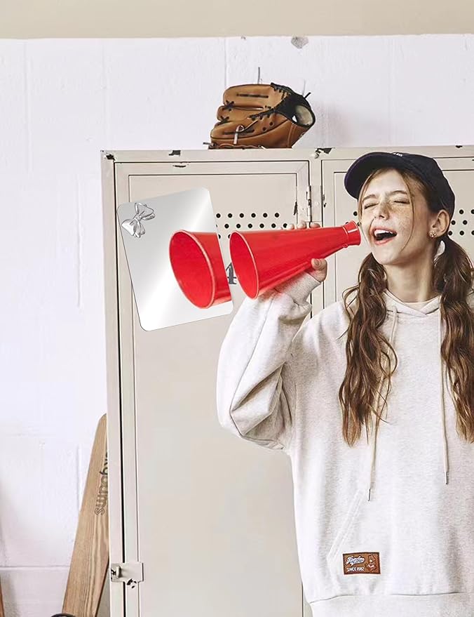 Magnetic Locker Mirror 6"x7" Real Glass Frameless Mirror with Magnetic Backing for School Locker, Bow School Locker Makeup Mirror for Girls Bathroom Refrigerator Dorm Gym Office Cabinet Home