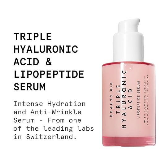 Beauty Pie Triple Hyaluronic Acid & Lipopeptide Serum 50ml – Deep Hydration, Plumping & Smoothing Face Serum – Anti-Wrinkle, Fine Line Care – Lightweight, Fragrance-Free Formula