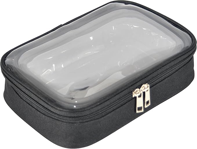 3pcs Pack TSA Approved Travel Pro Beauty Makeup Kits Cosmetic Organizers Case Clear Utility Pouch Combo Set Bag with Zipper & Handle (Black)