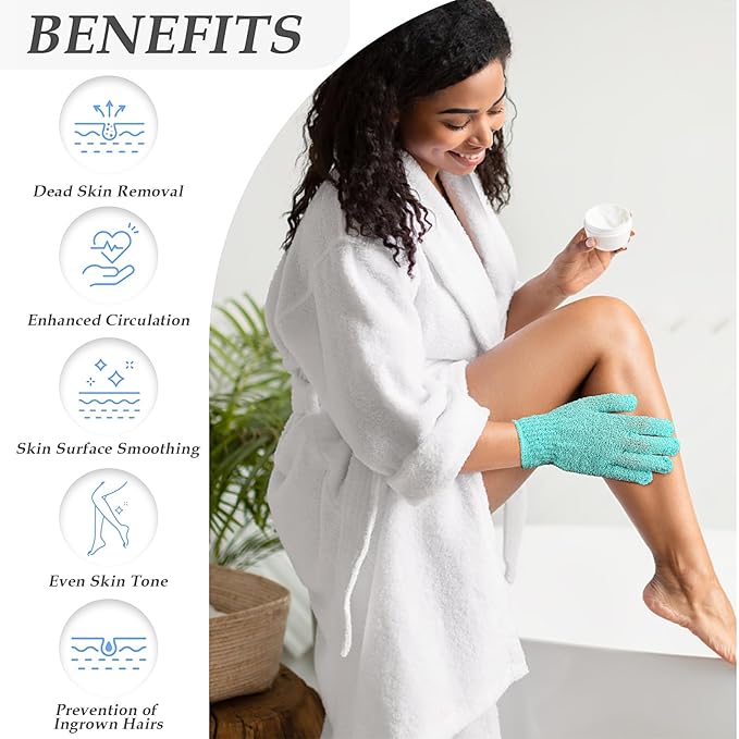 PHOGARY Exfoliating Body Scrubber Glove 10 Pack, Deep Cleaning Shower Gloves Exfoliating for Man, Bath Gloves for Full Body Scrubbing, Premium Wash Gloves for Effective Exfoliation