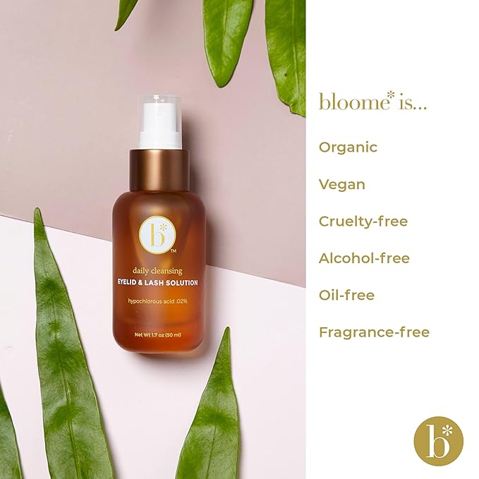 Bloome* Hypoallergenic Eyelid & Lash Cleanser Spray - Gentle Formula with .02% Hypochlorous Acid for Eye Comfort, Suitable for Eyelid Hygiene, Safe for Lash Extensions, 50 ml (1.7 fl oz)