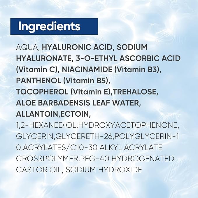 Hyaluronic Acid Serum for Face with Vitamin B5, C, E & Niacinamide, Hydrating & Plumping Face Serum for Sensitive Skin, Fragrance-Free 4 Fl Oz