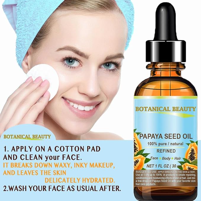 Botanical Beauty PAPAYA SEED OIL. 100% Pure / Natural / Undiluted /Refined Cold Pressed Carrier Oil. 0.5 Fl.oz.- 15 ml. For Skin, Hair And Lip Care.